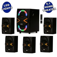 Acoustic Audio Bluetooth 5.1 Speaker System with LED Lights Home 6 Speaker Set