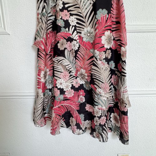 Armani Collezioni Dress Womens Four 4 Pink Black Tiered Asymmetric Hi Low Silk - Picture 3 of 12