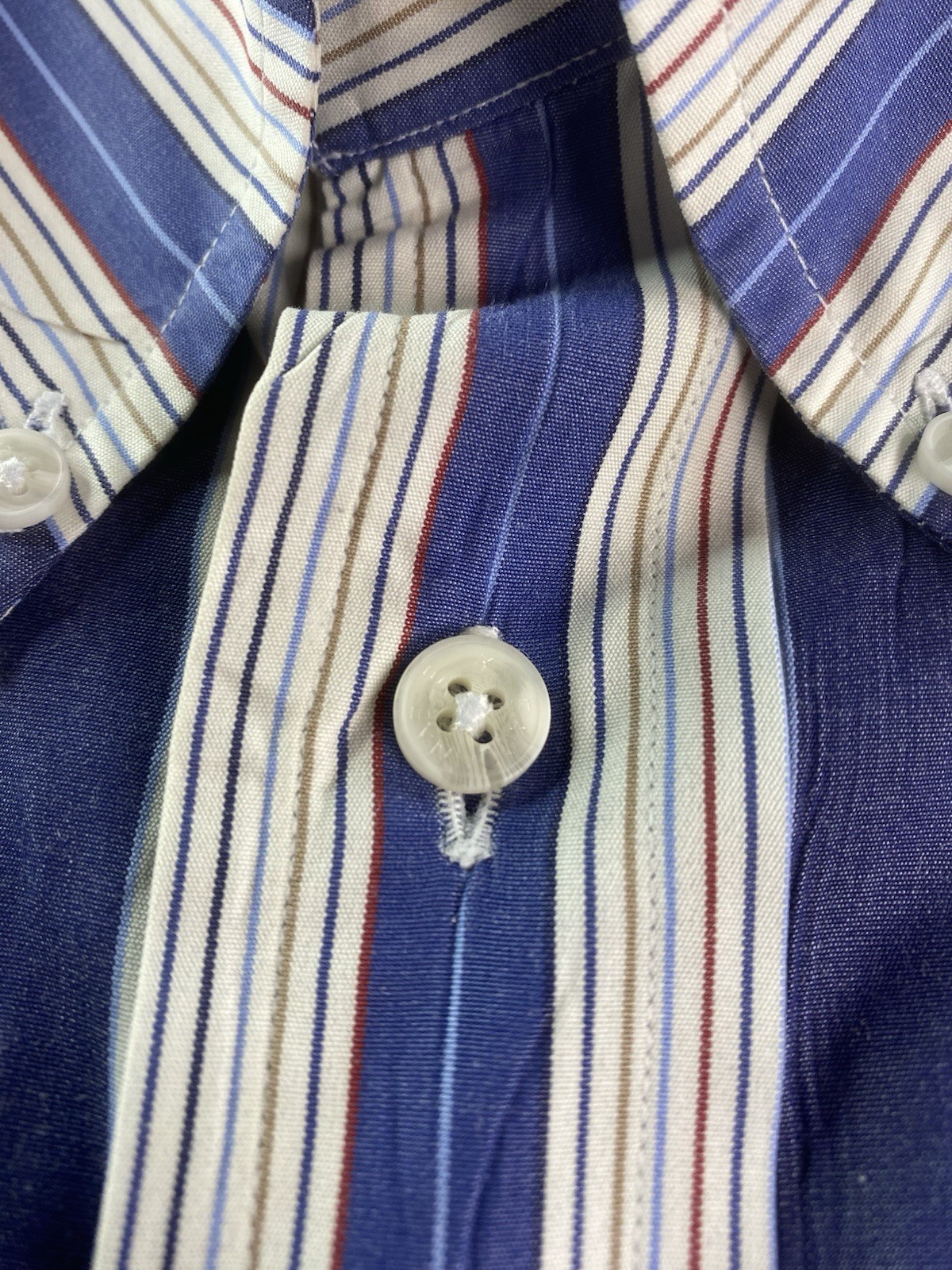 PONY Camicia Vintage Facconable Uomo Extra Large Blu Bianco Righe Classico Bottone USA