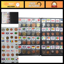 Coin Collection Starter Kit - 60 Countries, Genuine Coins, Leather Album, Flag T