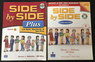 Side by Side Plus - Book 2  and activit & Test Prep w/CD's lot of 2