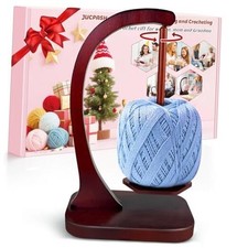 Yarn Holder for Crocheting and Knitting, Wooden Yarn Spinner with brown