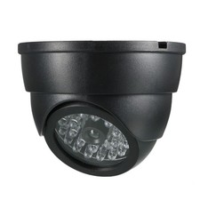 1Pcs Fake Security Camera Dummy Dome CCTV with Red LED Warning Light Black