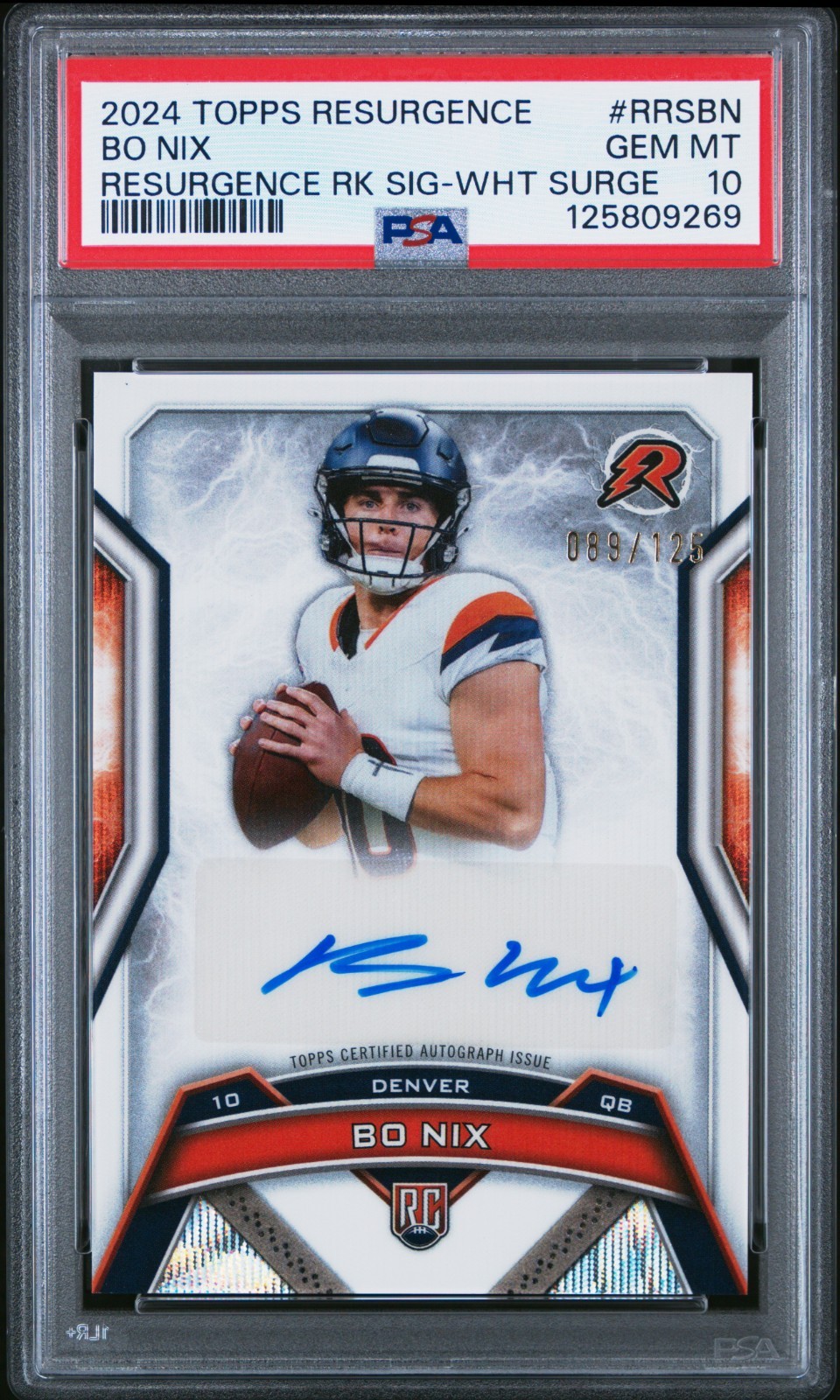 Bo Nix Topps Resurgence Resurgence Rookie Signatures #RRSBN White Surge
