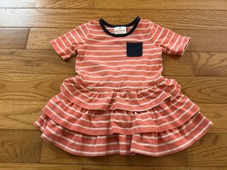 Hanna Andersson Girl SZ 80 (18 24M) Stripe Fit & Flare Dress w/ Tier Bottom