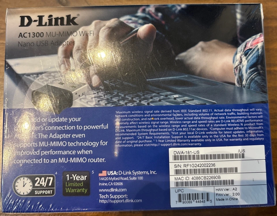 Dlink DWA-181-US AC1300 Network Mu-mimo Wi-fi Nano Usb Adapter - Image 2 of 2