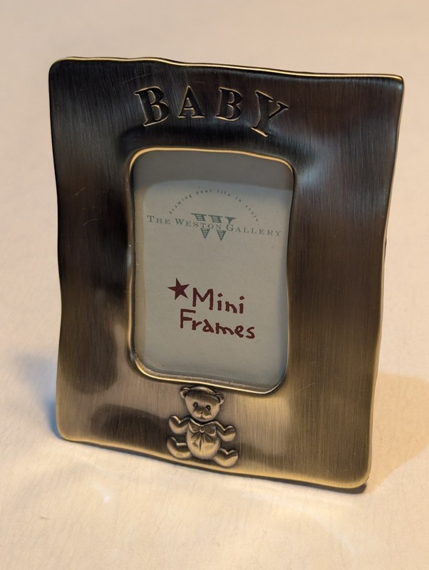 Baby Mini Frame Picture Frame Metal Small Unisex Teddy Bear Newborn (USED)