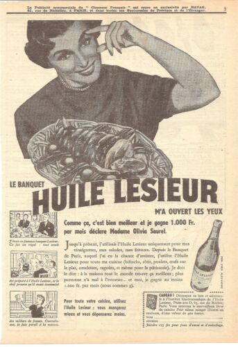 PUBLICITE ADVERTISING  1955 HUILE LESIEUR m'a ouvert les Yeux; le Banquet - Photo 1/1