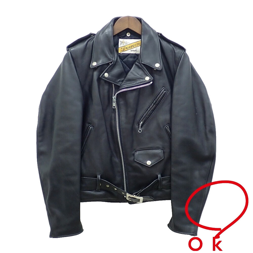 Schott Double Riders Leather Jacket Black Size 36 Quilted