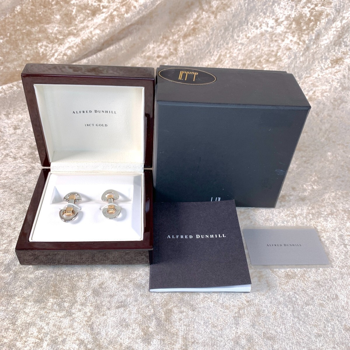 Authentic Alfred Dunhill Cufflinks 750 Gold 18k & Steel Silver