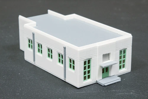 3D multicolor printed Z scale model Art Deco municipal building