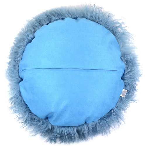 Round Mongolian Long Curly Wool Sheepskin Cushion / Pillow & Cushion Inner - 16" - Picture 21 of 22