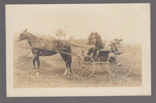 1913 Real Photo Postcard Myron Cady Riding Horse & Buggy