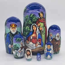 8" Nativity Christmas nesting doll 7 In 1 Art matryoshka Russian Doll Handmade