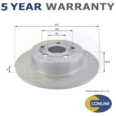 Comline Rear Brake Disc Fits Toyota Avensis 1997-2003 1.6 1.8 2.0 D TD #2