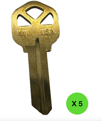 5 Stück - KW1, Kwikset Schlüsselrohling - ungeschnitten NOS - Bild 1 von 10