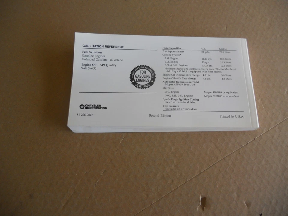 Dodge Caravan 1998 instrucciones de funcionamiento manual del propietario nuevo en stock Foto 4 de 4