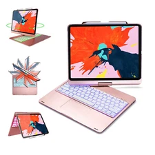 iPad Pro 12.9"-4th Gen 360 Deg Rotation Bluetooth Keyboard Case with Touchpad