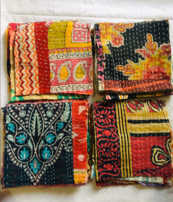 Kantha Fabric Snippets Scraps / Junk Journal / kantha scraps bundle Fat Quarter