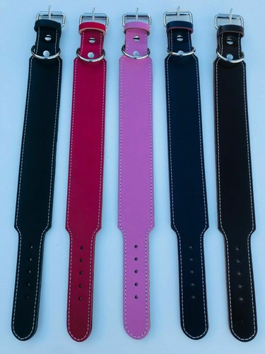AUSTRALIAN MADE GENUINE Leather Wide Dog Collar Leads Harness Studded Plain Stud - Picture 7 of 12