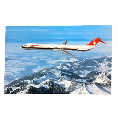 Postkarte  AK Flugzeug im Flug Swissair Mc Donell Douglas DC-9-81 Ansichtskarte