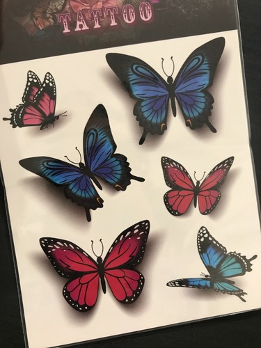 Butterfly Temporary Tattoos 3D Realistic Blue Emperor Girls Party Favour - Picture 13 of 36