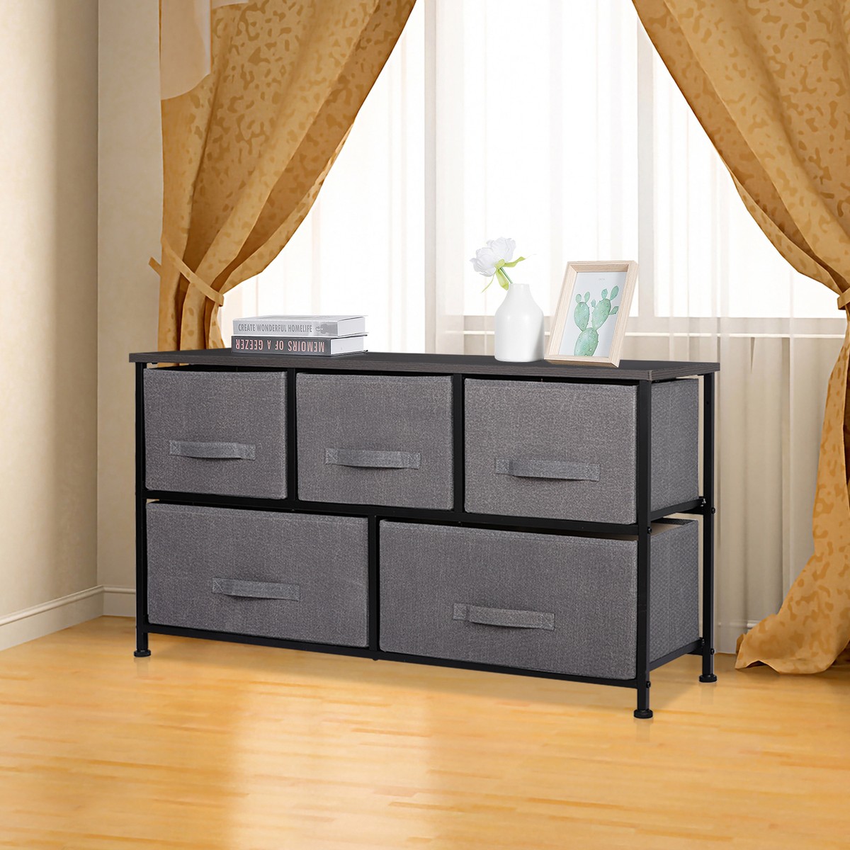grey dresser unit Modern 4-Drawer Chest of Drawers - Dark Grey