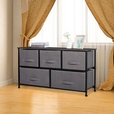 38.7 Wide 5 Drawers Storage Cabinet Grey Vertical Dresser Storage Tower Grey