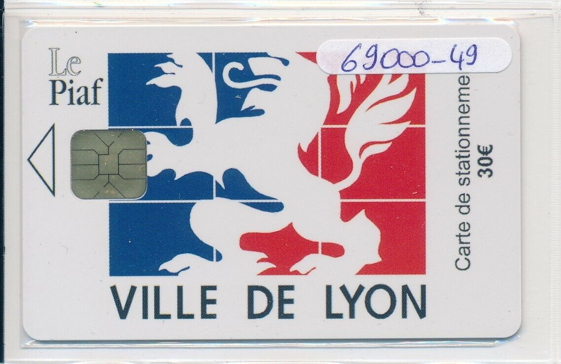 Lyon parking card piaf 69000-49. orga 3. 30 €. 06/08 ref b13