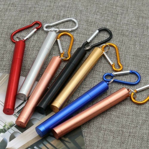 Foldable Stainless Steel Drinking Straws Brushes Metal Keyring Reusable Collapsi - Picture 9 of 21
