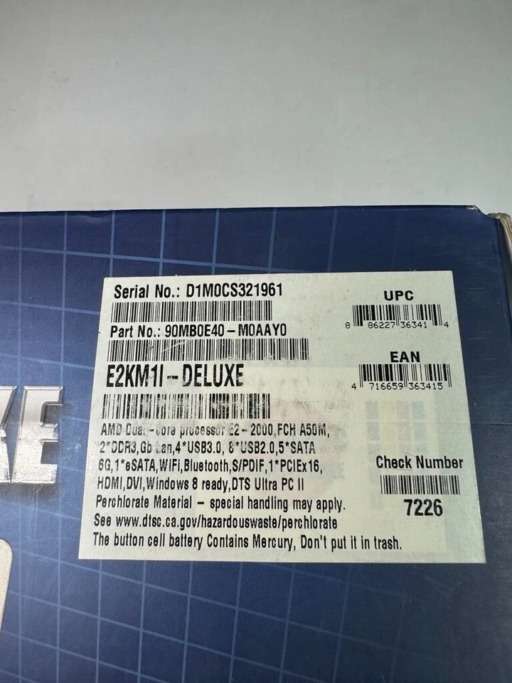 Asus 90MB0E40-M0AAY0 E2KM1I-DELUXE Mini-ITX AMD E2-2000 DDR3 Intel Motherboard - Image 3 of 4