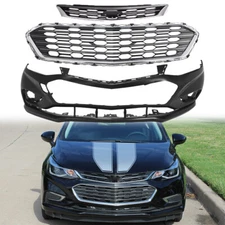 Front Bumper Cover Upper Lower Grille Assembly For 2016-2018 Chevy Cruze