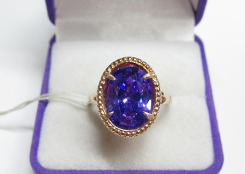 Vintage Ring vergoldet Sterling Silber 925 Stein Saphir Schmuck Damen Stempel Größe 9