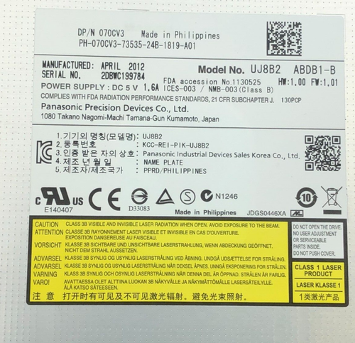Used Genuine Dell Latitude E6320 Laptop DVD CD-R Optical Disk Drive UJ8B2 070CV3 - Afbeelding 9 van 9