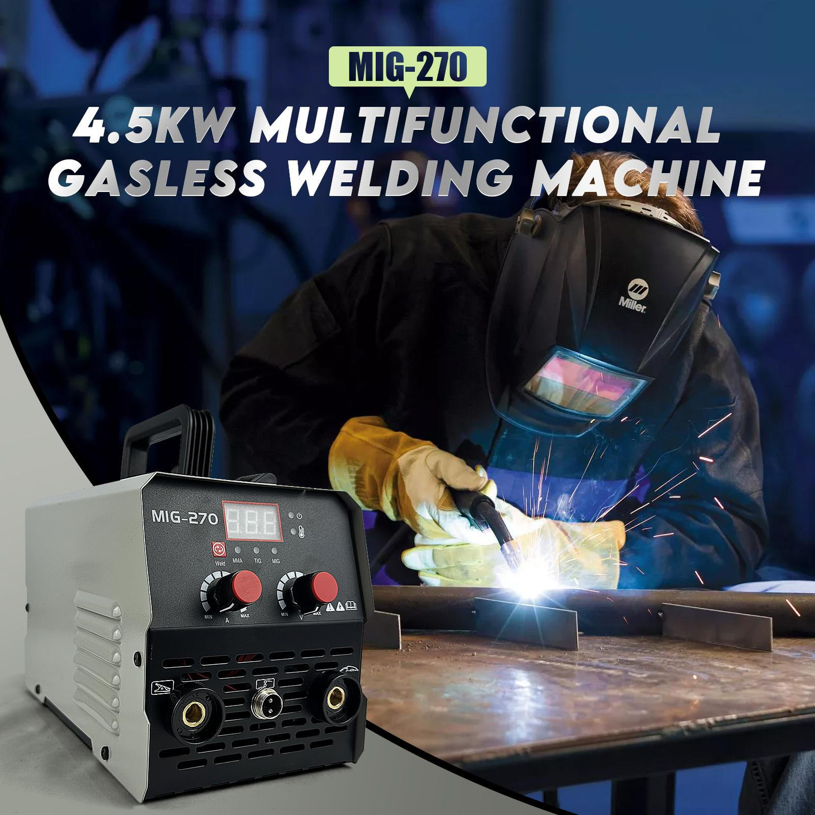 120A MIG Welder 110V Flux Core/Lift TIG/MMAW 3 In1 MIG-270 Welding Machine