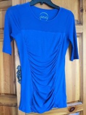 INC INTERNATIONAL CONCEPTS Blue Short Sleeve Pull-over Blouse /Top -Size Small