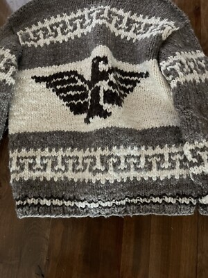 ジャケット・アウター CANADA made hand knit cowichan sweater Cowichan Indian Canada Hand Knit Wool Cardigan Eagle Sweater