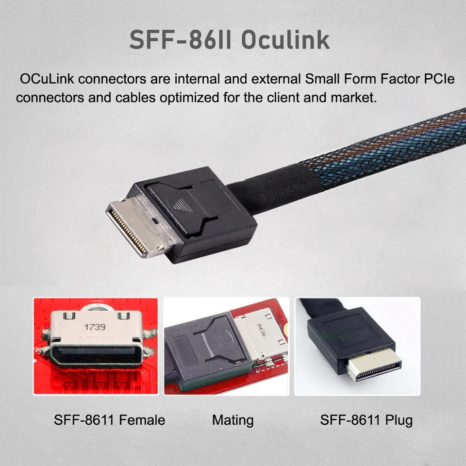 Oculink SFF-8612 8611 to U.2 Kit M-Key to NVME PCIe SSD and NGFF to SATA Adapter - Image 2 of 4