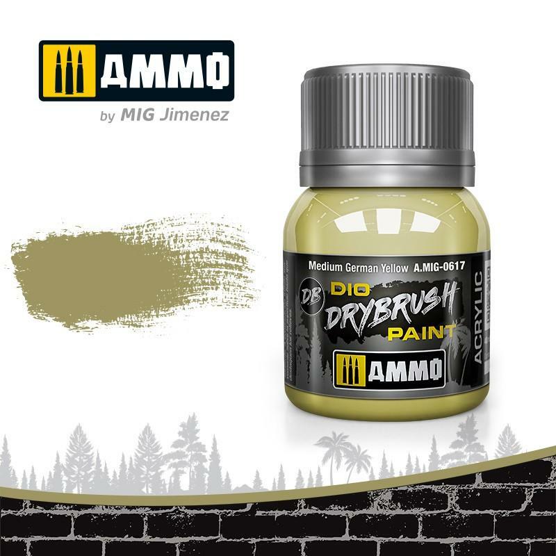 Ammo by Mig Dio Drybrush dense acrylic paint #0617 Medium German Yellow - 40mL Ammo by Mig Dio Drybrush dense acrylic paint #0617 Medium German Yellow - 40mL