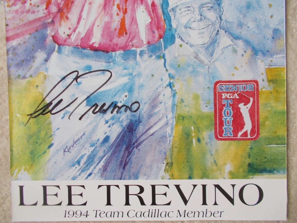 LEE TREVINO Signed 1994 TEAM CADILLAC MEMBER SENIOR PGA TOUR CUT POSTER