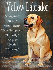 Yellow Labrador Breed Chracteristics Retro style metal plaque gift Home Decor