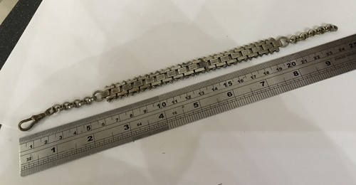 VINTAGE ANTIQUE WHITE METAL BOOK-CHAIN CANNON BALL ORNATE POCKET WATCH CHAIN - Picture 3 of 8