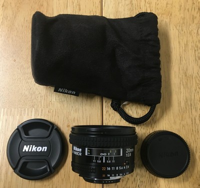 Nikon AF Nikkor 20 mm 1:2.8 Lens (Made in Japan) with a Nikon Soft Lens Case