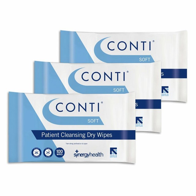 3 x Conti Soft Large Patient Dry Cleansing Wipes 100 Synergy Medical Care Home 3 x Conti Soft Large Patient Dry Cleansing Wipes 100 Synergy Medical Care Home