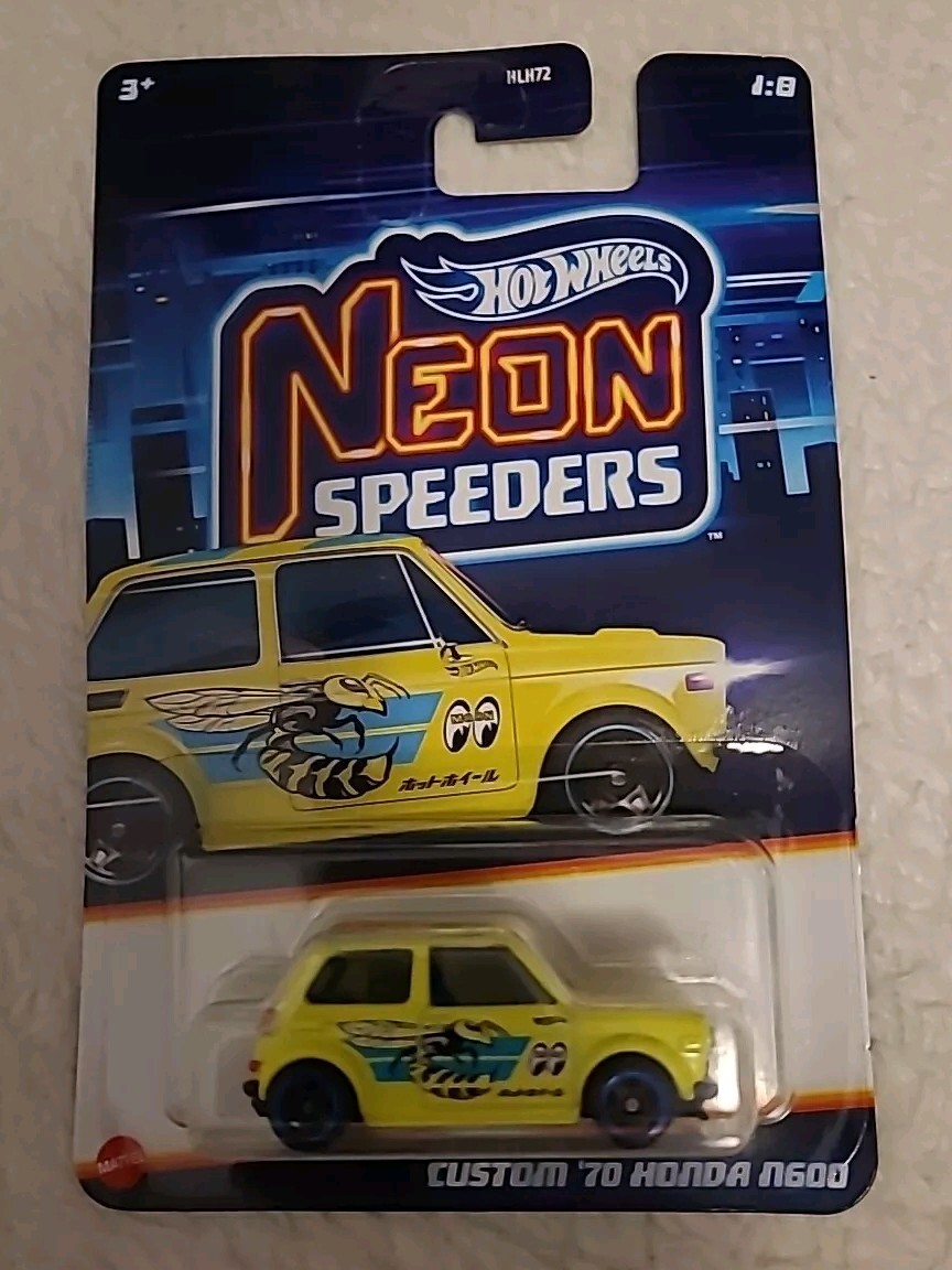 2025 Hot Wheels Neon Speeders Custom 70 Honda N600 Mooneyes Yellow Wasp 1/8 🆕