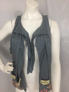 anna-sui-grey-embroidered-unique-vest-floral-lining-boho-small