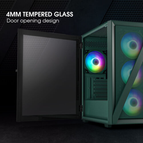 Vetroo M05 Micro ATX MINI ITX Gaming PC Case Tempered Glass w/ ARGB Fan Green - Picture 2 of 8