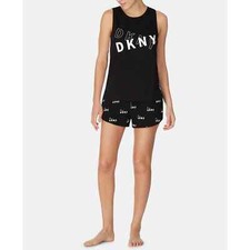 DKNY Logo-Print Tank and Boxer Shorts Pajama Set, S