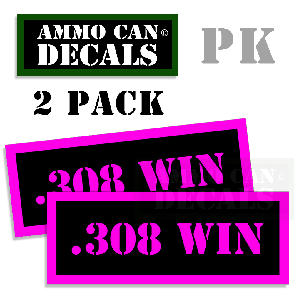 308 WIN Decal 2 Pack 308 WIN Stickers – Gun Safety, Hunting, Black/Red ...