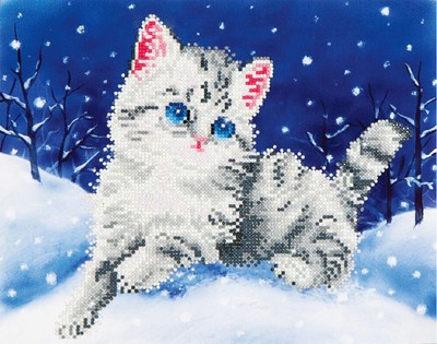 Diamond Dotz Katze im Schnee 35,5 x 27,9 cm